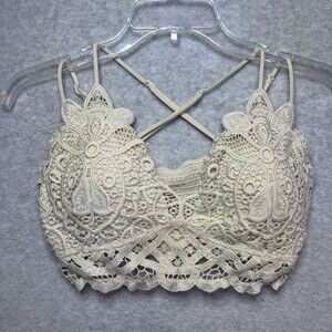 Ivory Cream Boho Laced Crop Top Bralette Crochet Cottagecore Romantic Festival